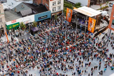 Overhead view of patrons at Wayback music festival