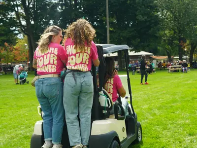 golf cart with people on it