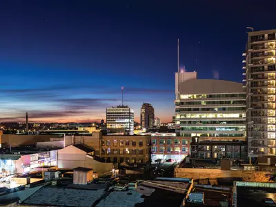 image of metropolitan skyline at night