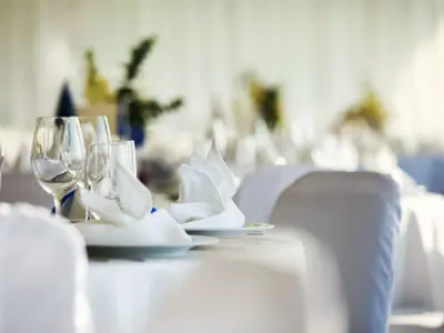 Event venue with tables set