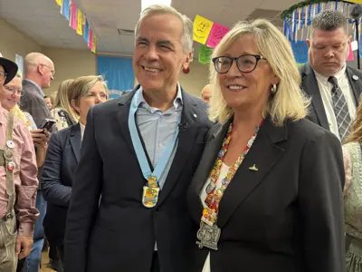 Councillor Michaud posing with Prime Minister Mark Carney