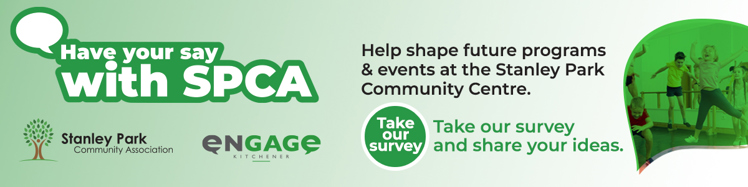 Web banner reads Have your say with SPCA and a link to take a survey