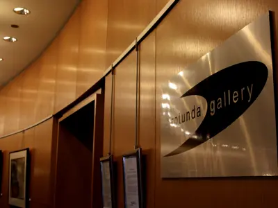 Rotunda Gallery logo on the wall of City Hall