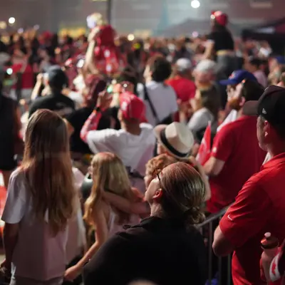 Patrons watching a performance during Canada Day festivities